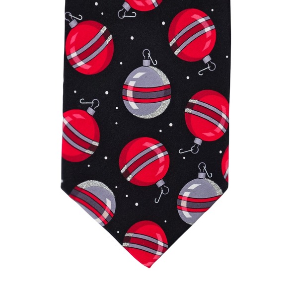 Holidays Other - Holidays Mens Silk Necktie Christmas Ornament Glitter Festive Black Red